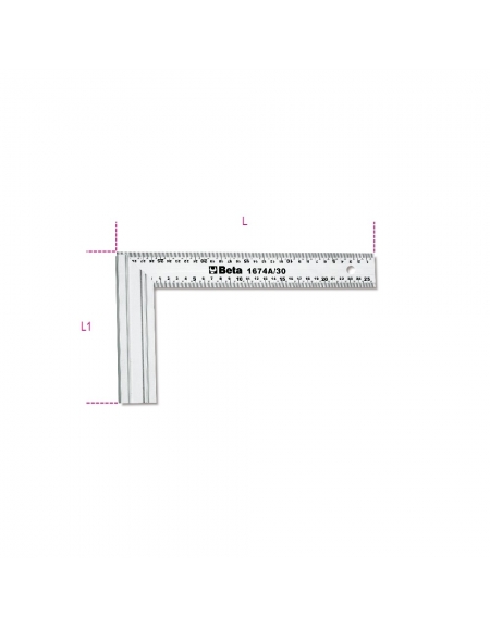 1674A/400 EQUERRE DE MENUISIER LAME EN ACIER TALON EN ALU DOUBLE ECHELLE MILLIMETRIQUE