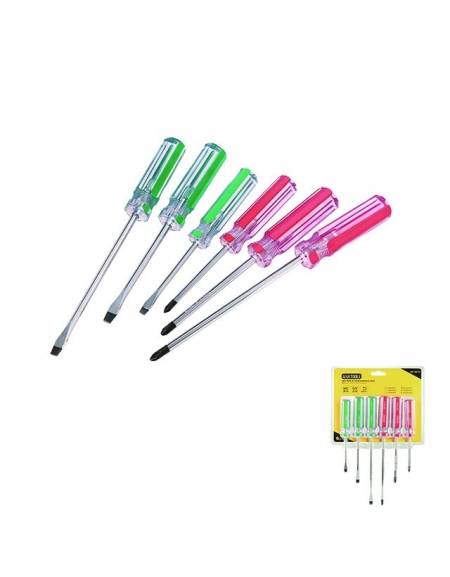 JEUX DE 6 TOURNEVIS MANCHE CRISTAL