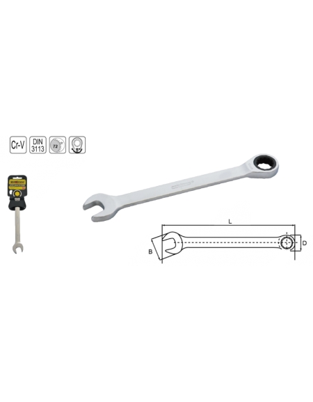 CLE MIXTE A CLIQUET 13 MM