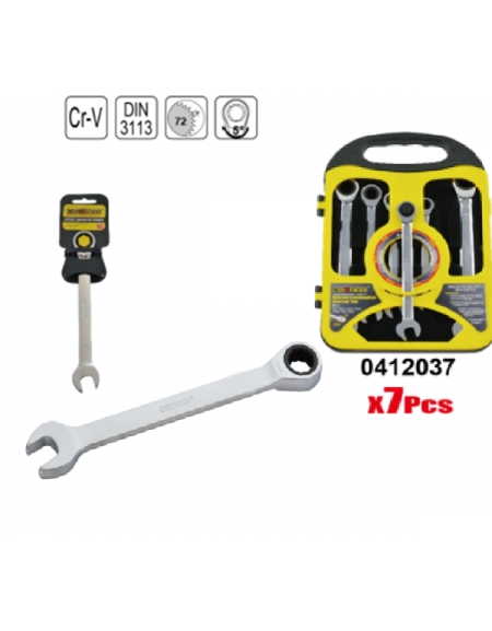 COFFRET DE 7 CLES MIXTE A CLIQUET 8--19 MM