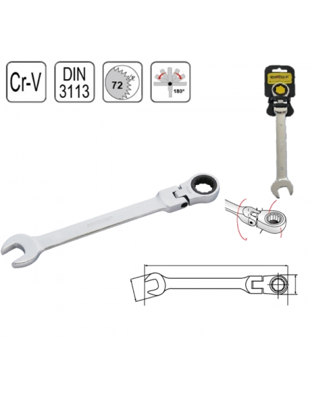 CLE MIXTE A CLIQUET REVERSIBLE 10 mm