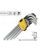 JEU 9 CLES MALES COUDEE TETE SPHERIQUE EXTRA LONG