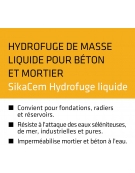 Hydrofuge de masse pour béton/mortier Sikacem® Hydrofuge liquide - bidon de 5 l